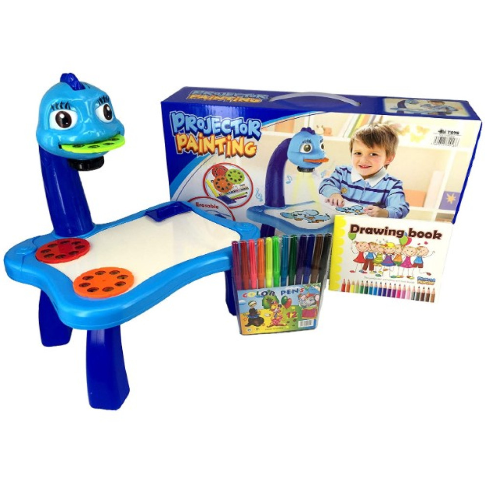 جهاز عرض ذكي للأطفال لعبة طاولة الرسم مع الموسيقى  لون ازرق